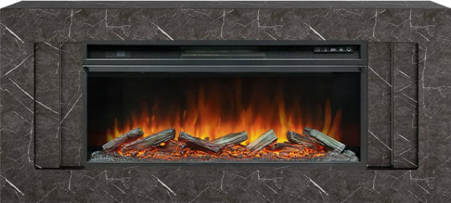Каминокомплект Line 42 SFT Stone Touch - Серый мрамор с очагом Vision 42 LOG LED в Самаре