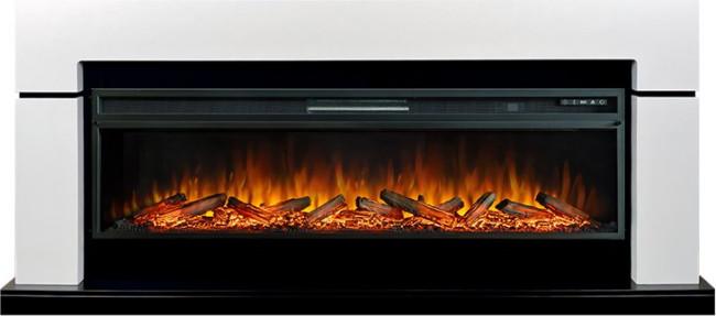 Каминокомплект Lindos 60 - Белый с черным с очагом Vision 60 LOG LED в Самаре