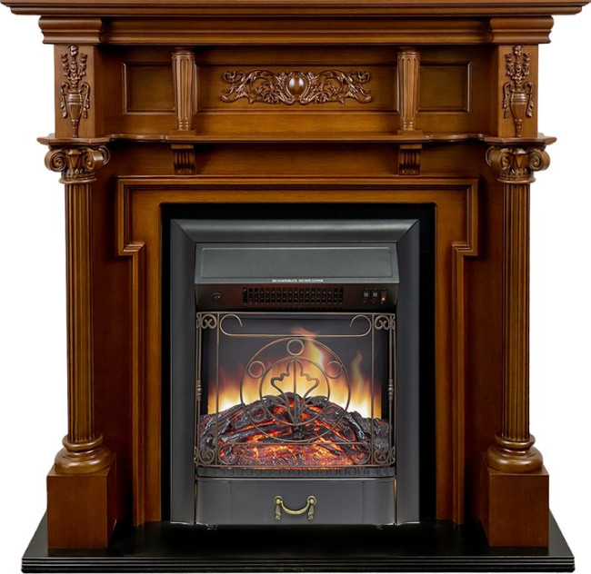 Каминокомплект Oxford - Орех с очагом Majestic FX Black в Самаре