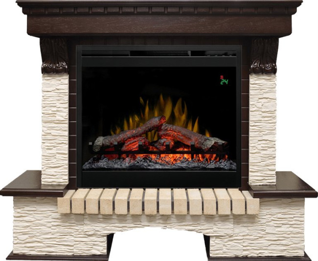 Каминокомплект Pierre Luxe угловой - Темный дуб / Сланец мелкий с очагом Symphony 26'' DF2624L-INT в Самаре