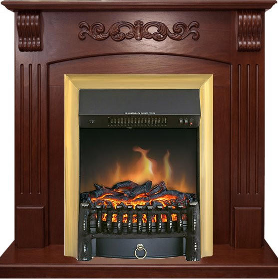 Каминокомплект Sorrento угловой - Орех с очагом Fobos FX Brass в Самаре