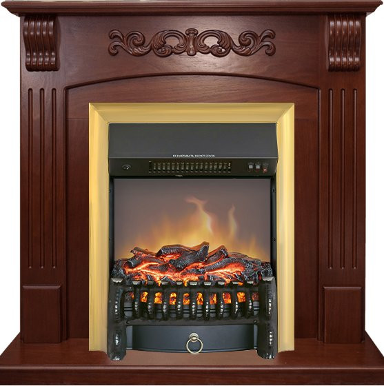 Каминокомплект Sorrento угловой - Орех с очагом Fobos FX M Brass в Самаре
