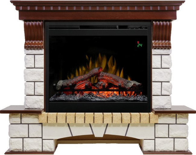 Каминокомплект Pierre Luxe - Темный дуб / Белый с очагом Symphony 26'' DF2624L-INT в Самаре