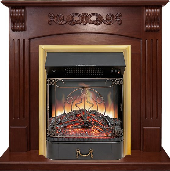 Каминокомплект Sorrento угловой - Орех с очагом Majestic FX Brass в Самаре