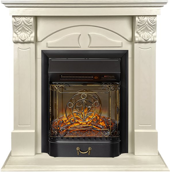 Каминокомплект Dublin (деревянный) RUSTIC (Разборный) - Слоновая кость с очагом Majestic FX M Black RC в Самаре