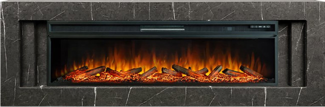 Каминокомплект Line 60 SFT Stone Touch (Разборный) - Серый мрамор с очагом Vision 60 LOG LED в Самаре