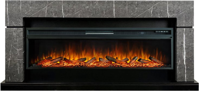 Каминокомплект Lindos 60 SFT - Серый мрамор с очагом Vision 60 LOG LED в Самаре