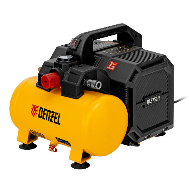 Компрессор  DLS750/6 безмасляный малошумный 750 Вт, 140 л/мин,ресивер 6 л Denzel в Самаре